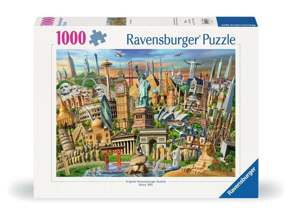 Ravensburger 12000332 - World Landmarks - 1000 pieces jigsaw puzzle – Puzzle for adults and kids age 14 years up,