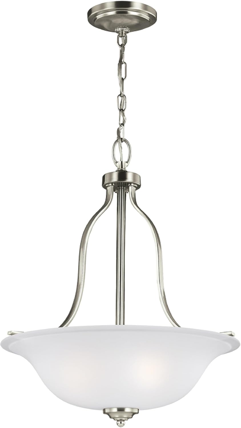 Generation Lighting 3-Light Emmons Traditional Pendant Light Fixture Brushed Nickel 6639003-962, Modern Ceiling Light Fixture for Home Decor, Hanging Lamp for Indoor Lighting or Outdoor Decor