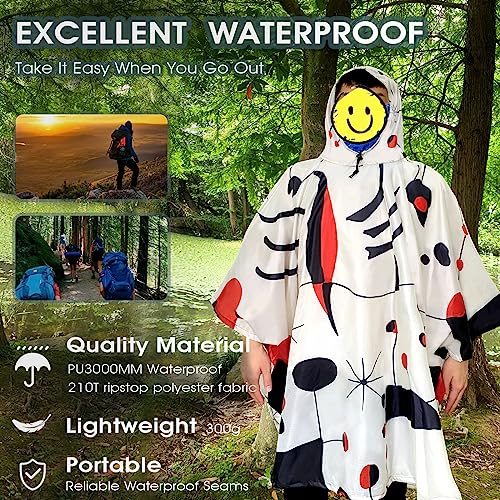 QIANQUHUI Waterproof Rain Poncho Lightweight Reusable Hiking Hooded Coat Jacket Unisex Raincoat for Hiking Camping Emergency2