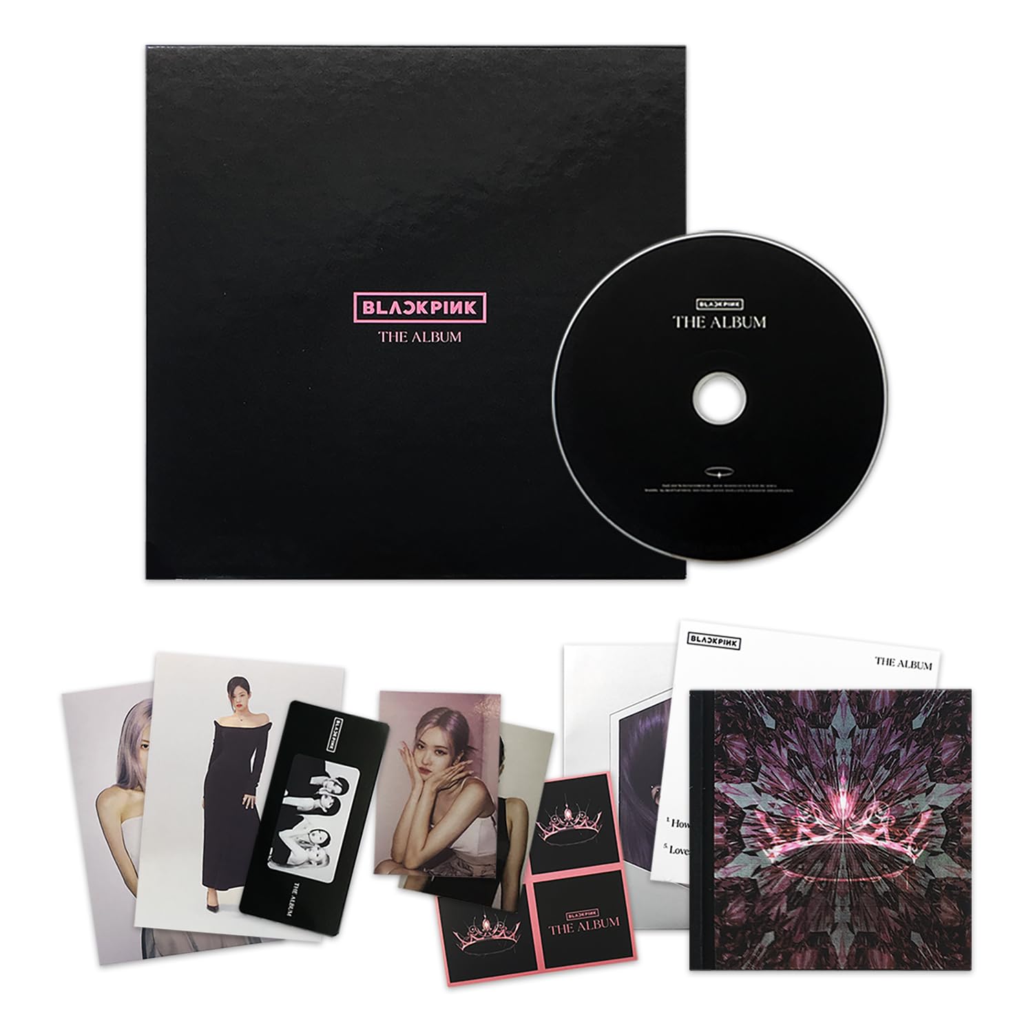 [THE ALBUM] (VERSION #3) Hardcover Photobook + Postcard Set + Credits Sheet + Lyrics Booklet + Photocard + Postcard + Sticker + Mounted Photocard + CD + 2 Pin Badges + 4 Extra Photocards