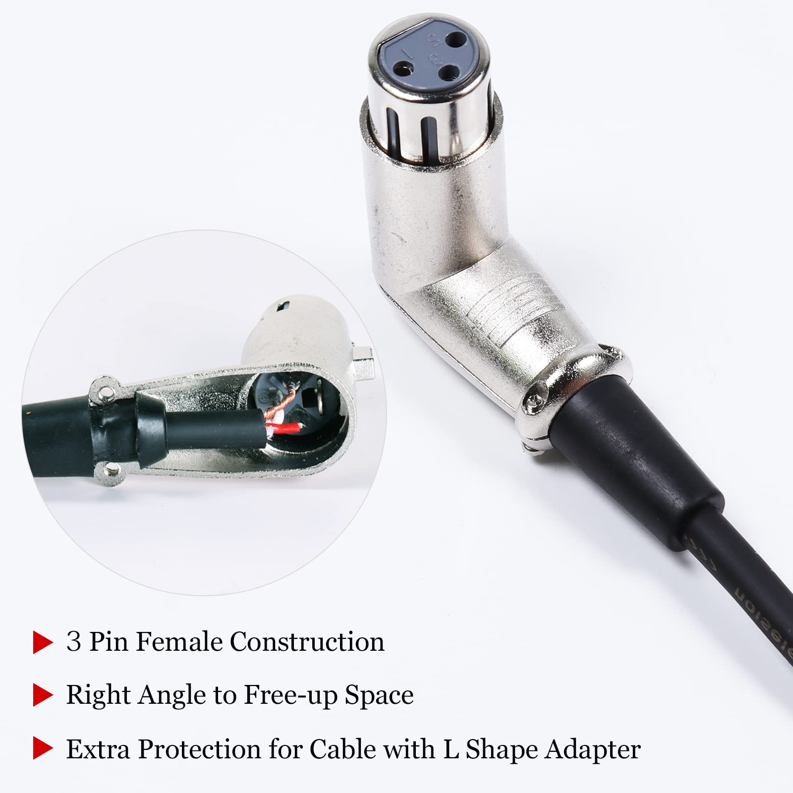 HBU 4 Feet Pack of 2 XLR Male to Right Angle Female Cable