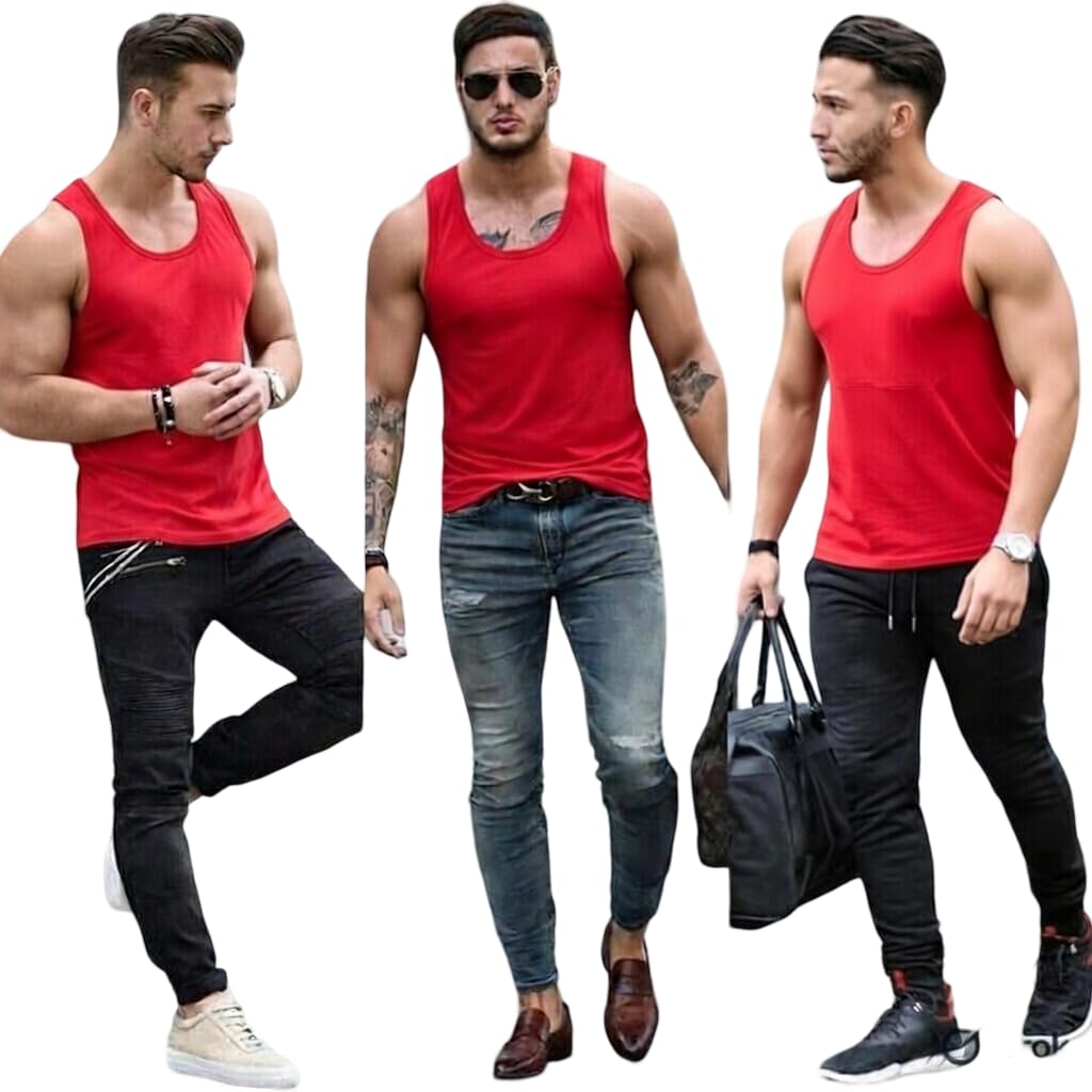 Men's Gym Vest Combo Pack of 3 | Sleeveless Tank Top for Men | Polyester Sports Sando Vest for Gym, Workout, Running, Training & Casual Wear-picture-45