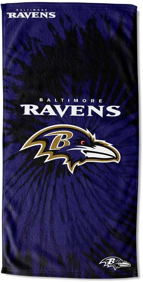 Image of Northwest NFL Baltimore Ravens Unisex-Adult Beach Towel, 30 inch x 60 inch, Psychedelic (Pack of 6)