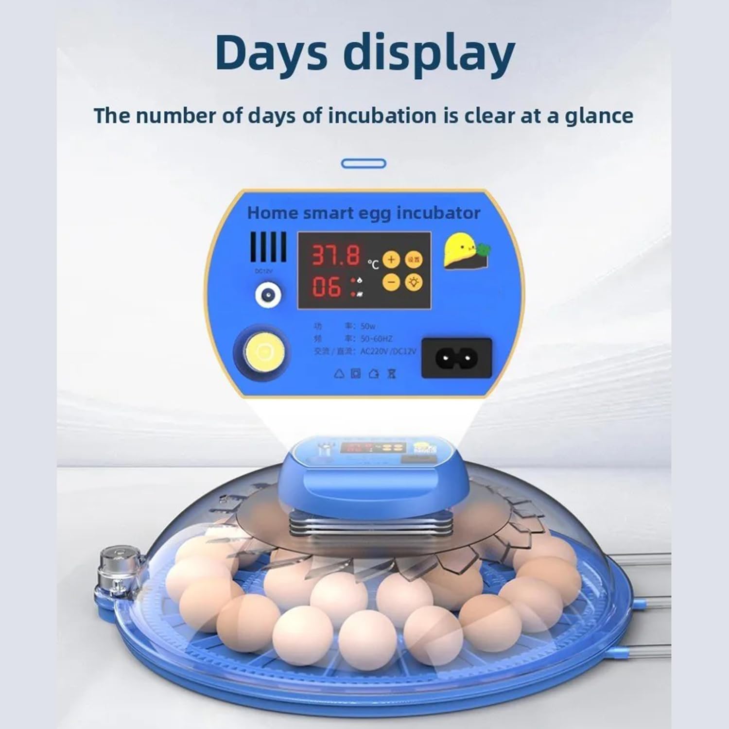 Incubatrice Per Uova Automatica,Incubatrice Per Uova,Con 16 Uova,Con Rotazione e Umidificazione Automatica Delle Uova,Controllo Della Temperatura,Luce Per Le Uova,Adatto a Tutti i Tipi Di Uova,Ecc.