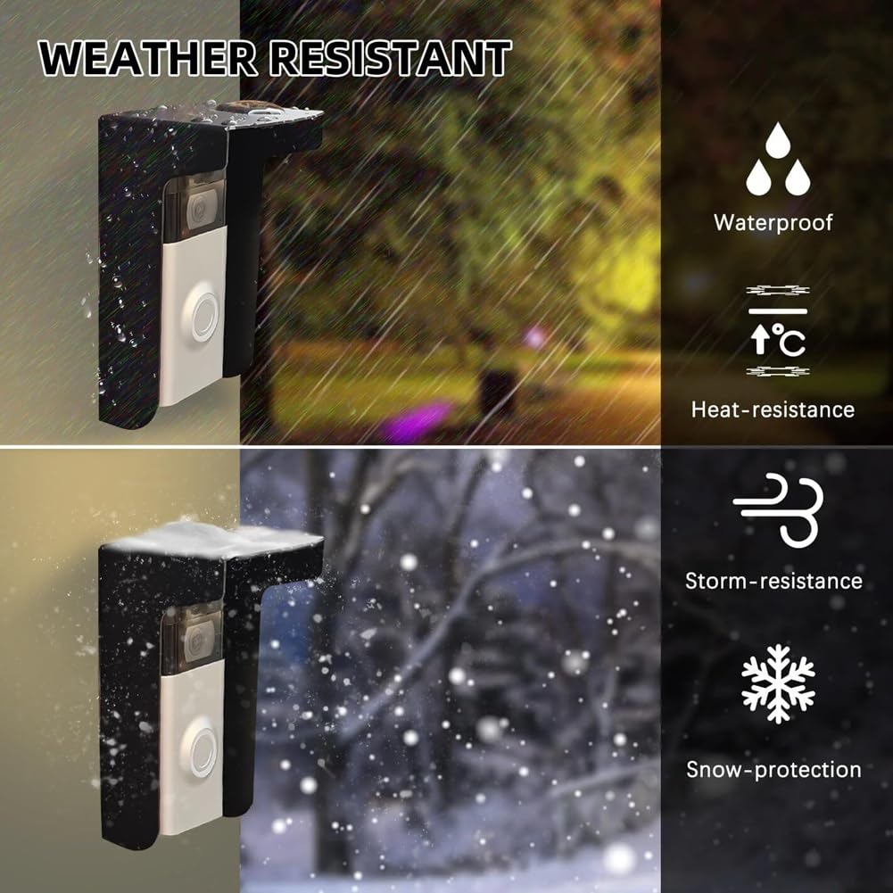 Tebbomp Doorbell Rain Cover Ring Doorbell Anti-Glare Cover, Steel Doorbell Weather-Blocking Cover Protection for Most Doorbells - Image 2
