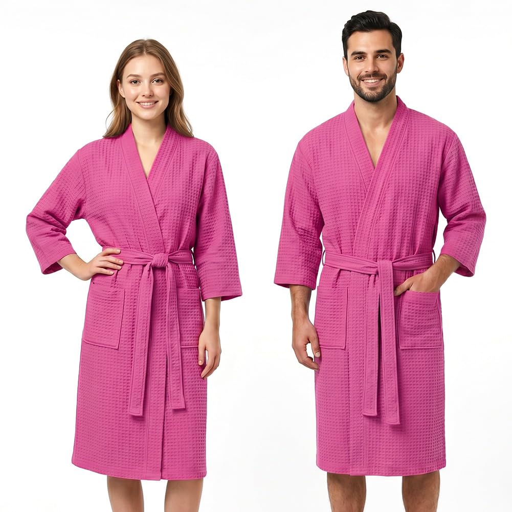 AUYAO Szlafroki waflowe unisex ręcznik kąpielowy body Wrap lekkie szlafroki prysznic ręcznik kąpielowy spa hotel szlafrok waflowy teksturowany odzież domowa ręcznik pod spodem spódnica z kieszeniami