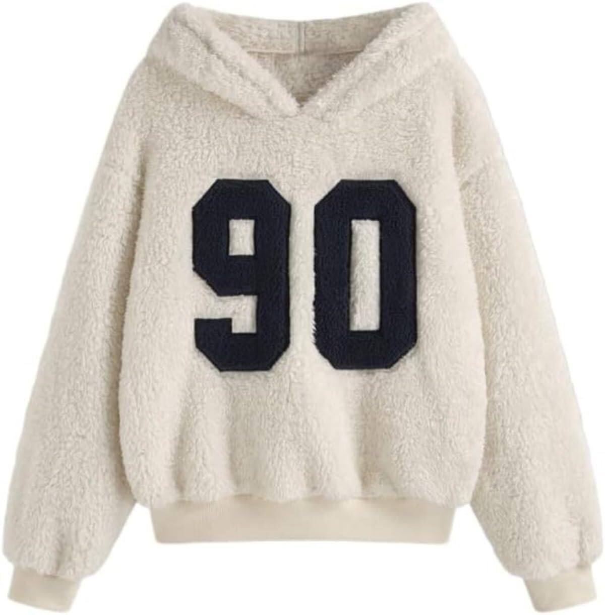 Women's autumn and winter loose warm plush hooded sports sweatshirt