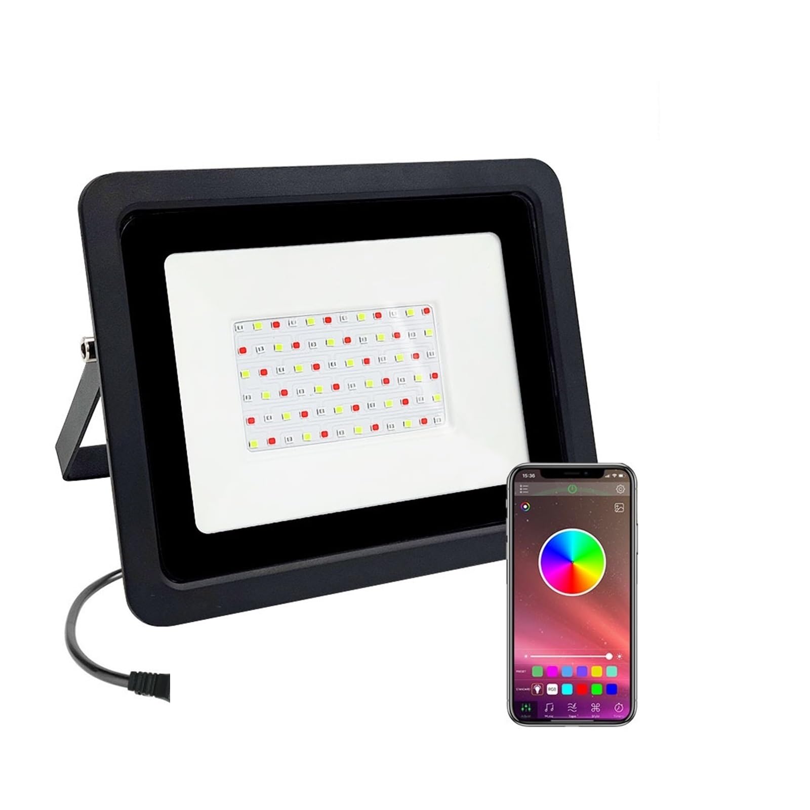 LLOOPK LED Flood Light, RGB LED Floodlight 50W/100W Flood Light APP Outdoor Smart Spotlight IP68 Wall Washer(50W)