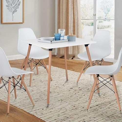 Modern Square Dining Table 31.5 Inches With Solid Legs For Home Kitchen Breakfast Corner Small Spaces, White #TOP3