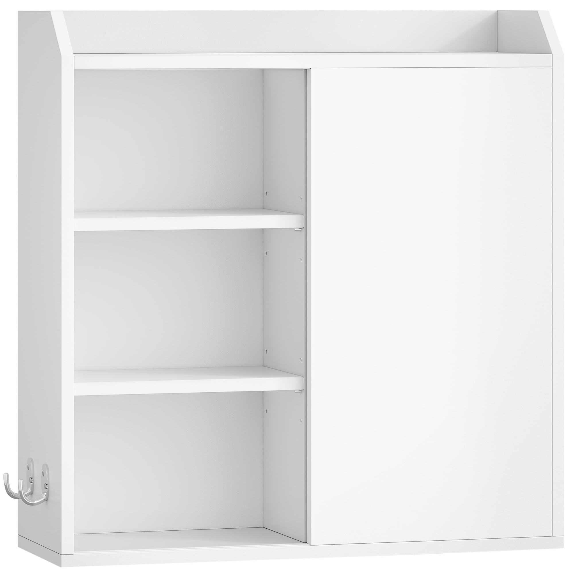 Hzuaneri Mobiletto Bagno Sospeso, Mobile Bagno Sospeso con Ripiani Regolabili, Dotato di Ante Scorrevoli e Scomparti Aperti, Adatto per Bagno, Cucina e Lavanderi, 20 x 60 x 60 cm, Bianco BC30203X