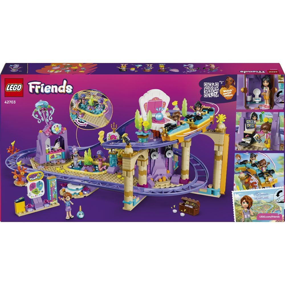 LEGO Friends Syrenkowa kolejka górska 42703 | Kolejka górska, zestaw z parkiem rozrywki, prezent dla dziewczynki i chłopca 8+, 864 elementy