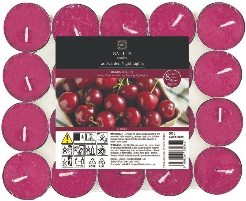 Fresh Scented Tealight Candles - Refreshing & Soothing Fragrances, Black Cherry Tealights