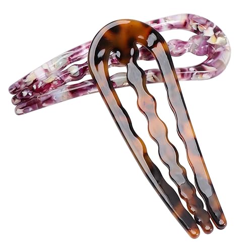 Miniatura 7 de Beaupretty 2 pines en forma de U, tenedor de acetato de celulosa, estilo francés, 3 puntas, para mujer, accesorios de decoración para el cabello,