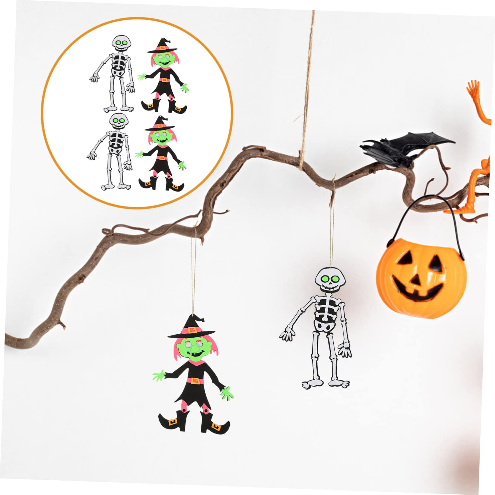 ibasenice 16pezzi Decorazioni Di Halloween Feltro Pendenti Spaventosi Con Strega e Scheletro Per Feste e Addobbi Festivi Leggeri e Facili Da Appendere Per Casa e Giardino