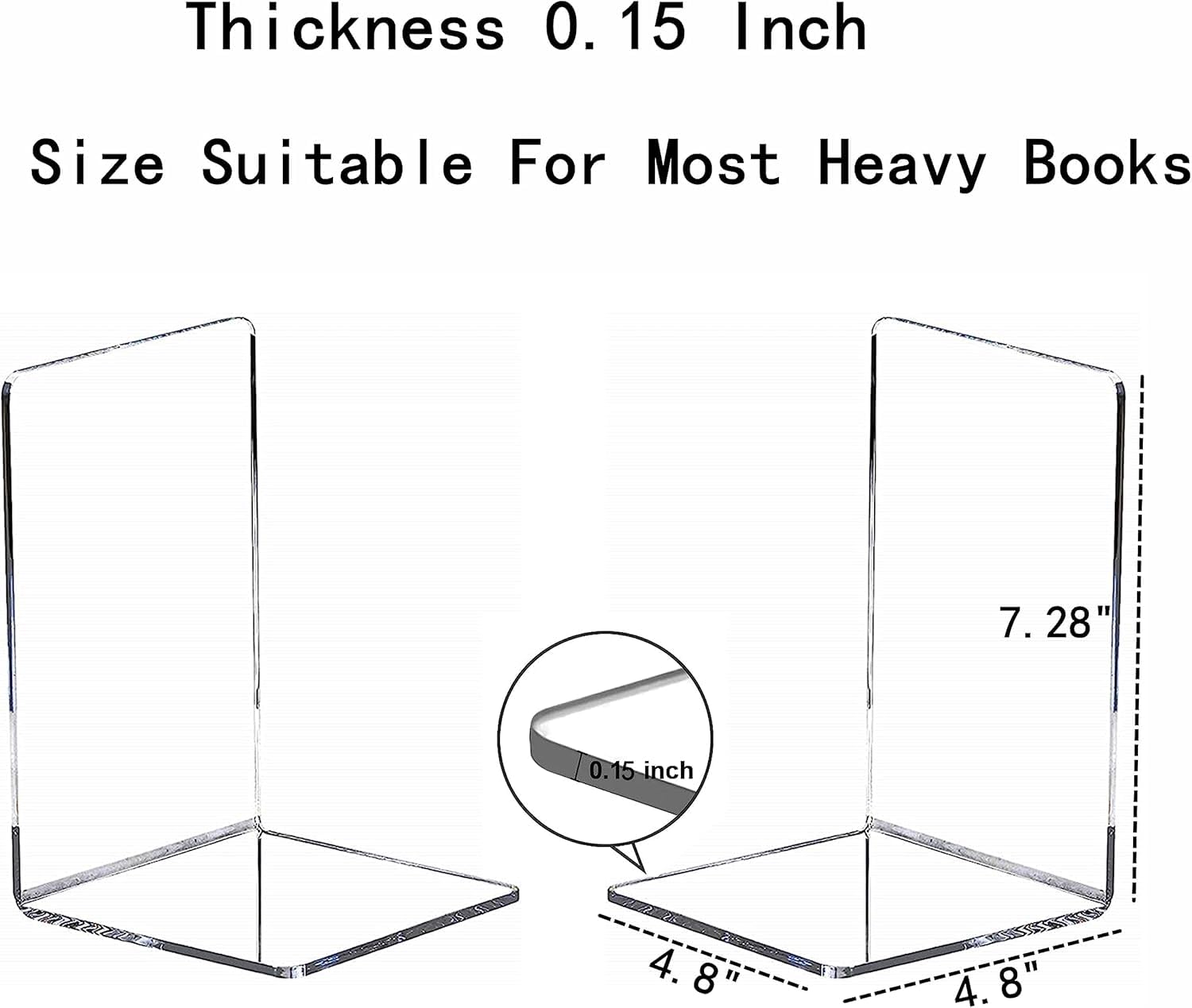 NIYANETAIL DIY Acrylic Book Ends | Transparent Plastic Bookends for Shelves | 8PCS (4 Pairs) Large Size | Non-Slip Decorative Book Holders for Home, Office, Library, & School 1