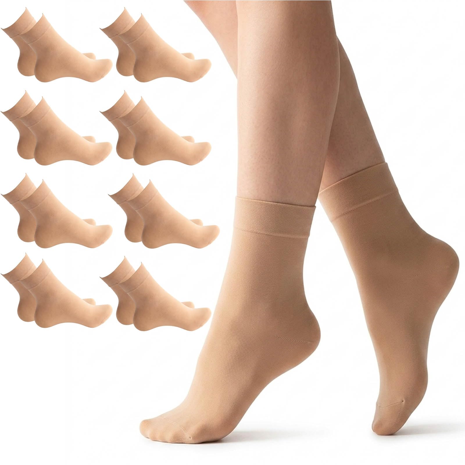 dienjason 8Pcs Ballet Socks, Skin Tone Dance Socks, Comfortable for Ballet Practice, Soft Material Sock Collection for Dancers