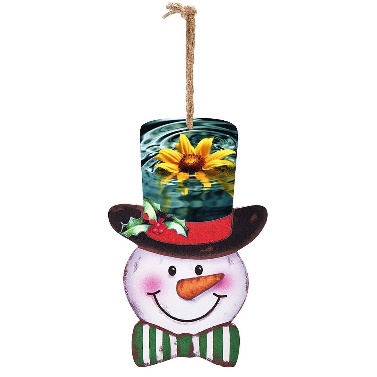 Sunflower in Water Snowman Decor Christmas Snowmans Hanging Decors Wooden Exquisite Holiday Decoration Sign for Home Window Wall Farmhouse Indoor Outdoo