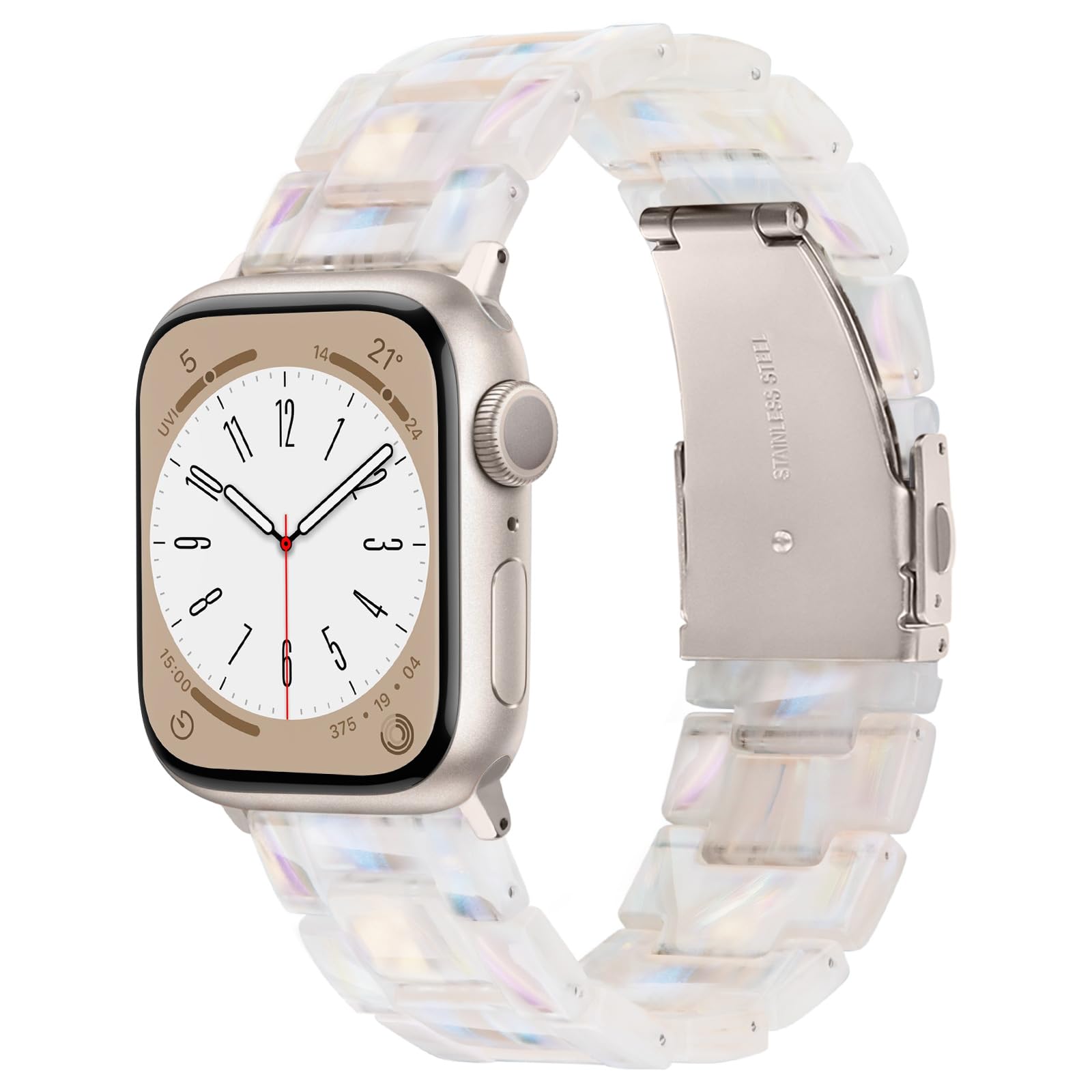 V.R.HOPE Resin Watch Band Compatible with Apple Watch Band for Women 42mm44mm 45mm 46mm49mm Starlight Fashion Lightweight Bracelet Strap for iWatch