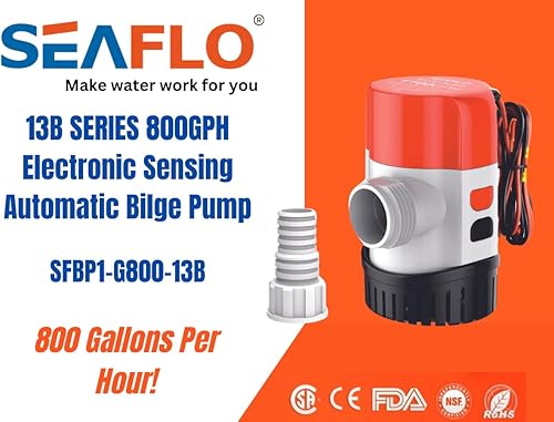 Miniatura 3 de SEAFLO Bomba de sentina de detección automática de agua de la serie 800 GPH de 12V 13B