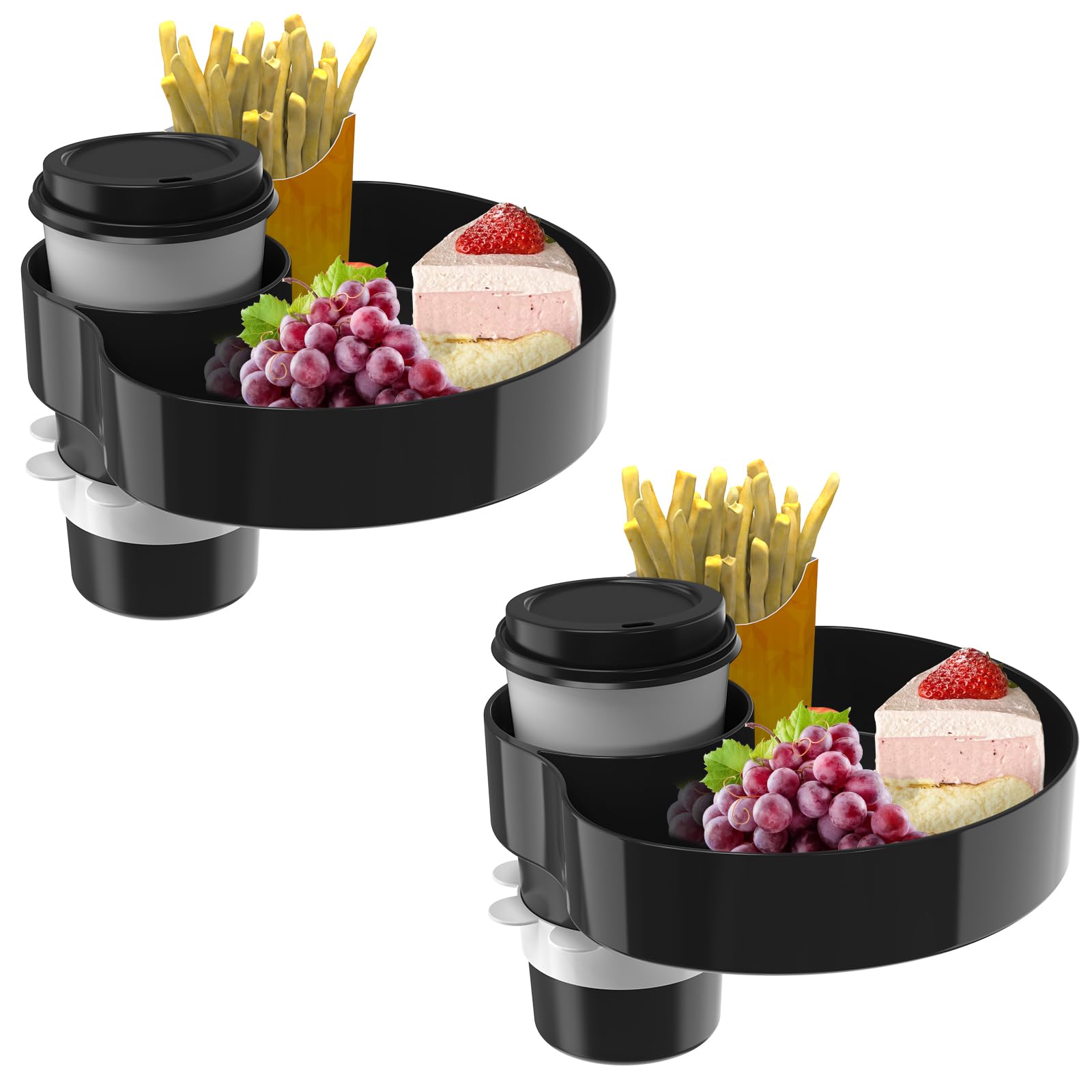 [2 Packs] Kids Car Seat Tray, Travel Tray with Cup Holder for Toddler Baby, Kids Car Seat Food Snack Organizer for Road Trip, Stroller snack tray travel must haves - Black