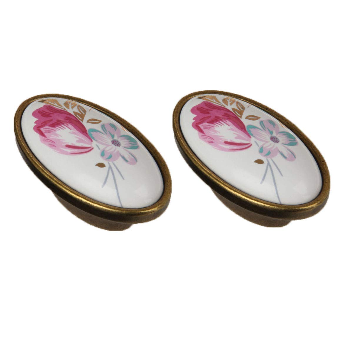 Mnghayyr Random Ceramic Cabinet Knobs, Decorative Drawer & Door Ha European Antique Shabby Chic Ceramic Cupboard Drawer Knobs Handles Multiple Sizes 2 Pack(Hole Distance 16Mm)