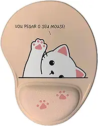 Geek Vip, Mouse Pad Ergonômico Divertido - Gatinho Vou Pegar o Seu Mouse cor:Rosa