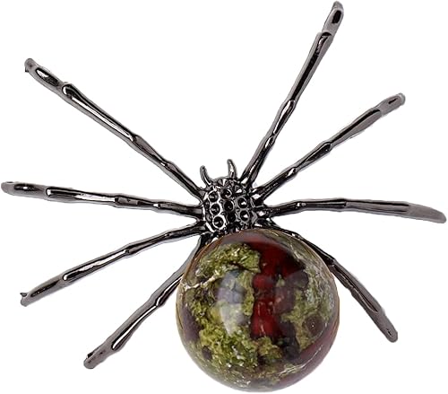 Runyangshi 1 bola de sangre de dragón de cristal natural de 2 pulgadas, hecha a mano, estatua de animal de araña, cristal curativo para decoración