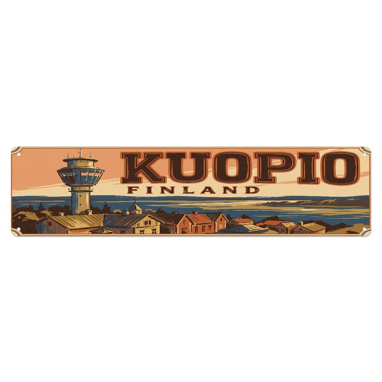 Tgrcjimh Style Metal Tin Sign Retro Finland Kuopio Travel