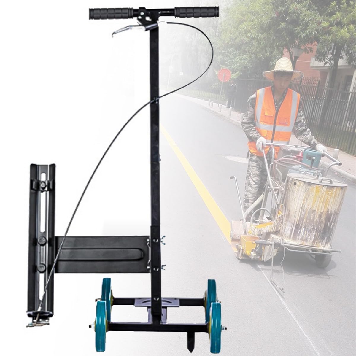 asdchZen Road Marking Machine,Wheel Transfer Line Marking Machine,Straight,Arc,And Round Can Be Adjustable,Width Can Be Adjusted,For Schools,Factory,Garage,B,