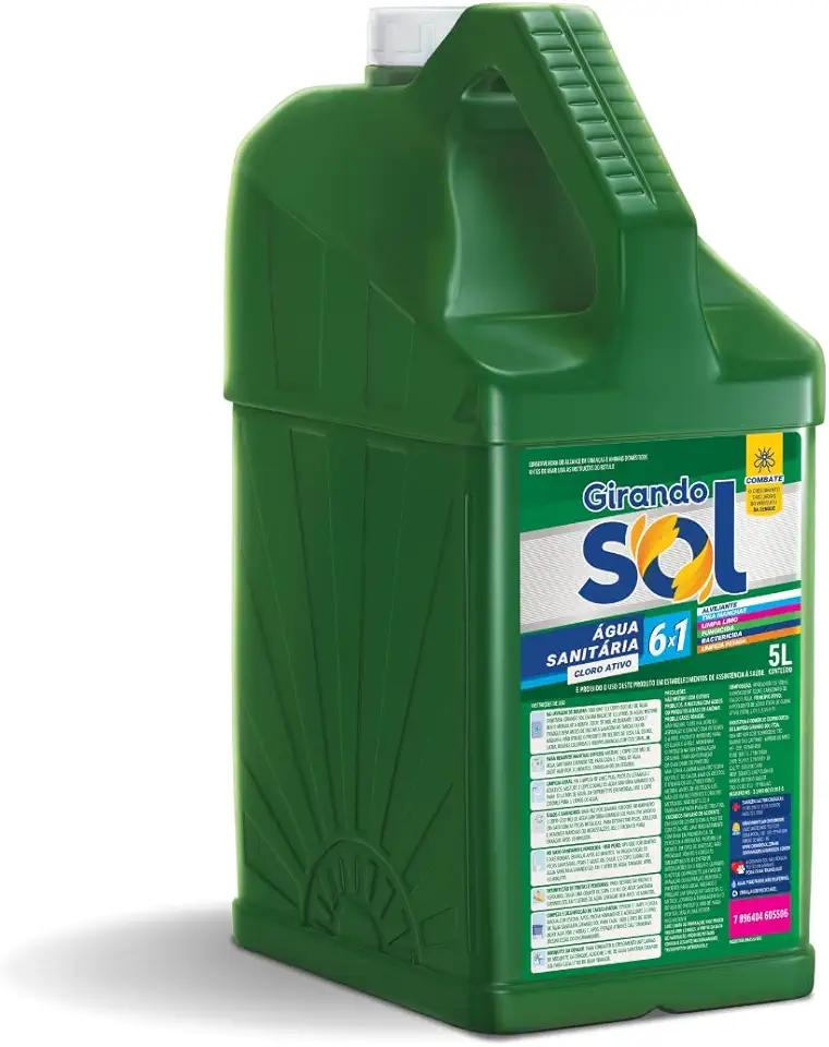 Girando Sol Água Sanitária Verde Tradicional 5L Alvejante Sanitário Com Cloro Ativo Verde Uma Aliada Indispensável Na Limpeza Pesada : Sua Casa Merece O Melhor Cuidado