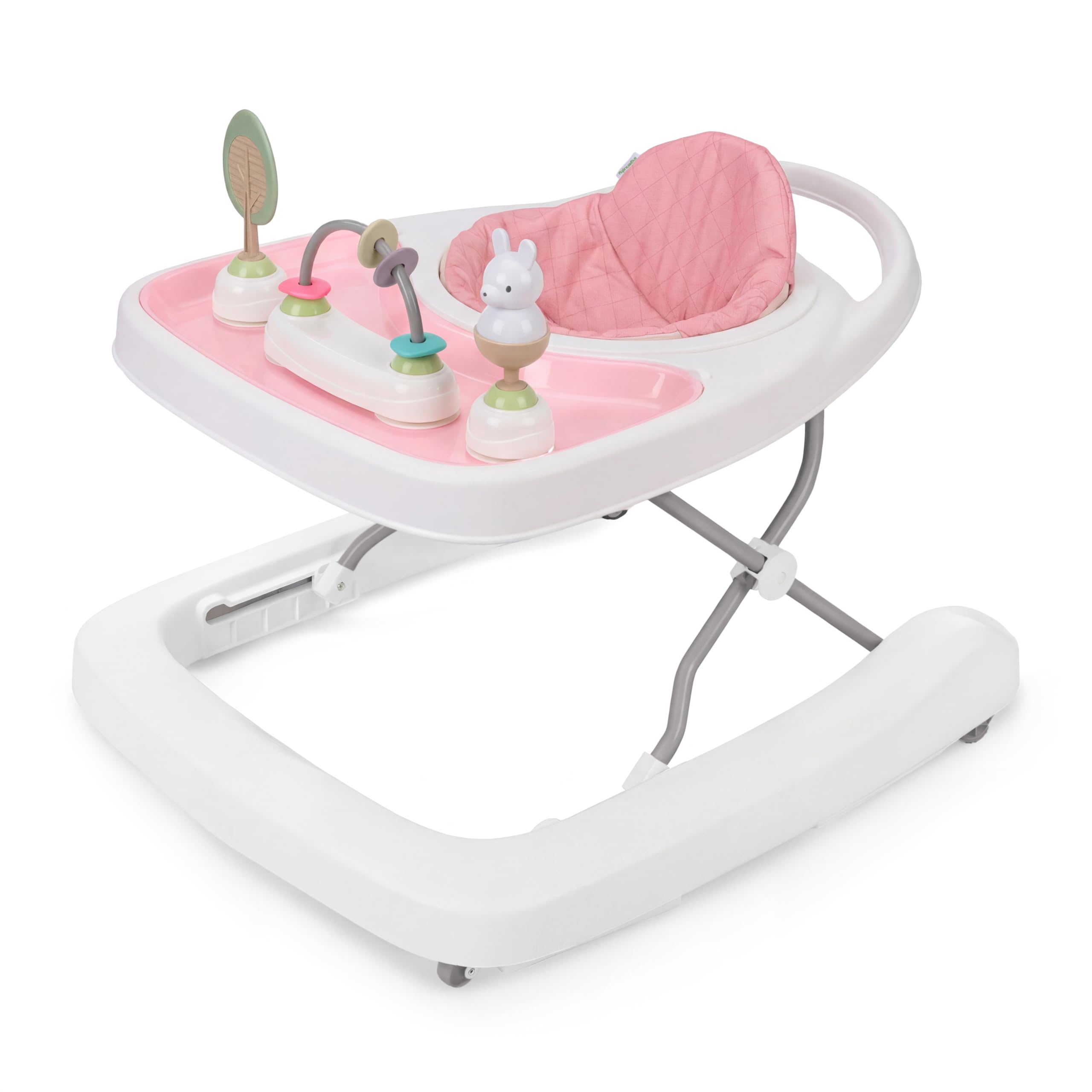 Ingenuity Step & Sprout 3-in-1 Foldable Baby Activity Walker with Removable Toys Ages 6 Months +, Pink