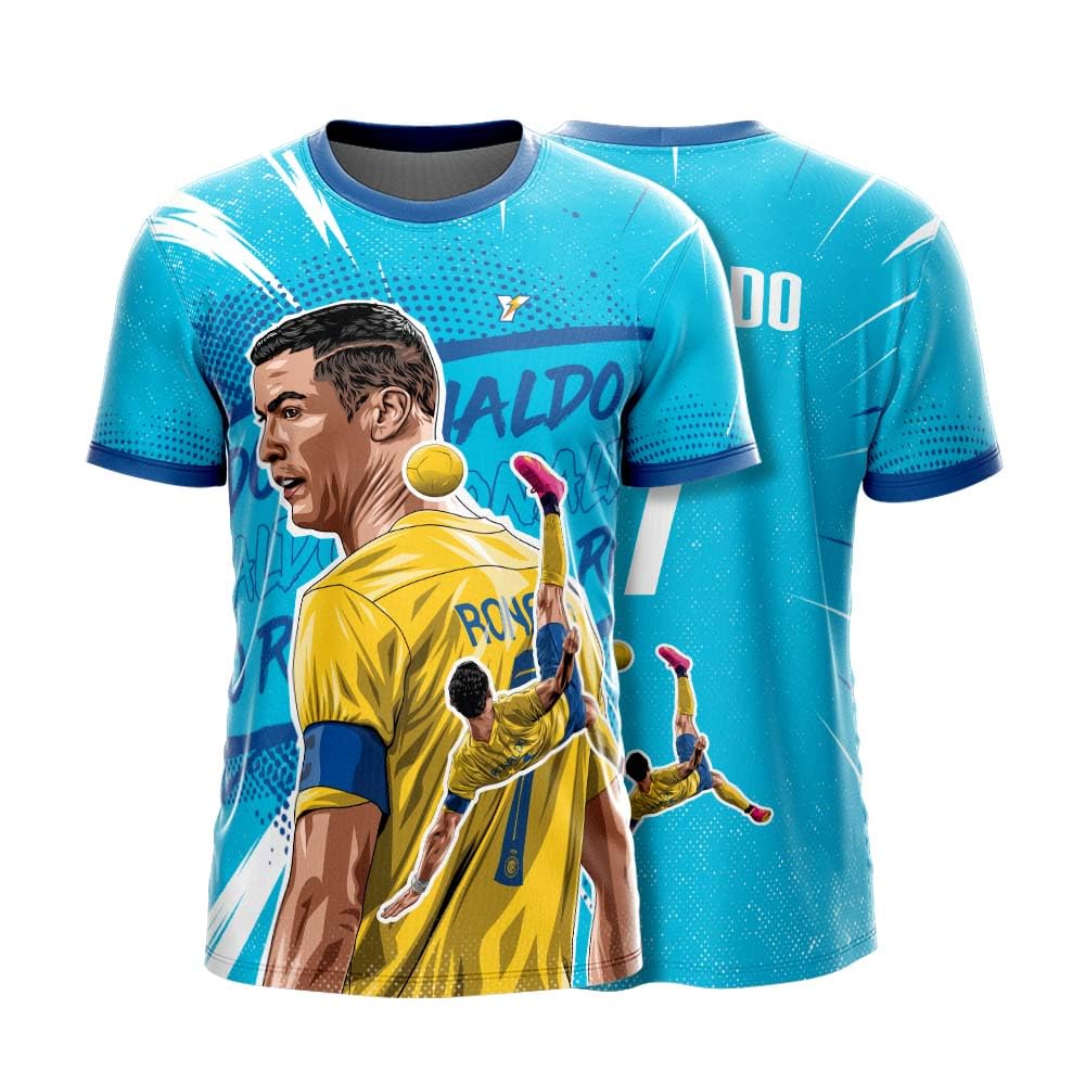 RonaldoFan Goat Edition Aqua Yellow Football Jersey | Overhead Kick Design | Customized & Personalized Name and Number | Sizes for Kids, Men, and Women-picture-32