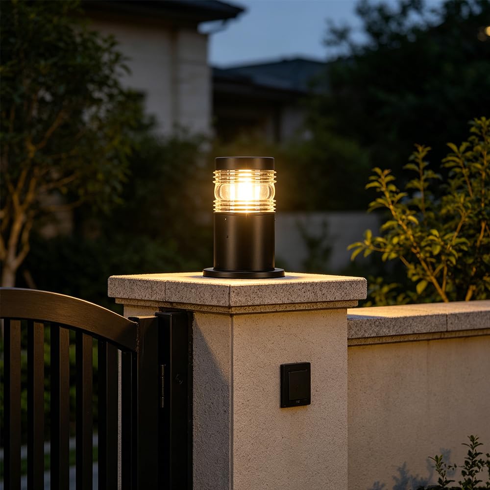 Retro Lámpara de Sobremuro para Exteriores,Impermeable Luces de Pedestal Camino Luces Poste Aluminio Farola de Exterior E27 Jardín metal Patio Paredes Porche Terraza villa puerta balcón (D)