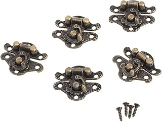 AntiqueLatch Hasp Clasp Lock,Antique Retro Hasp Lock Buckle Hook Eye Latch,12 28x23mm Functional Latch Hasp Hasp Wooden Buckle Decorative Jewelry Wooden Box Latch Screw Hook Latch