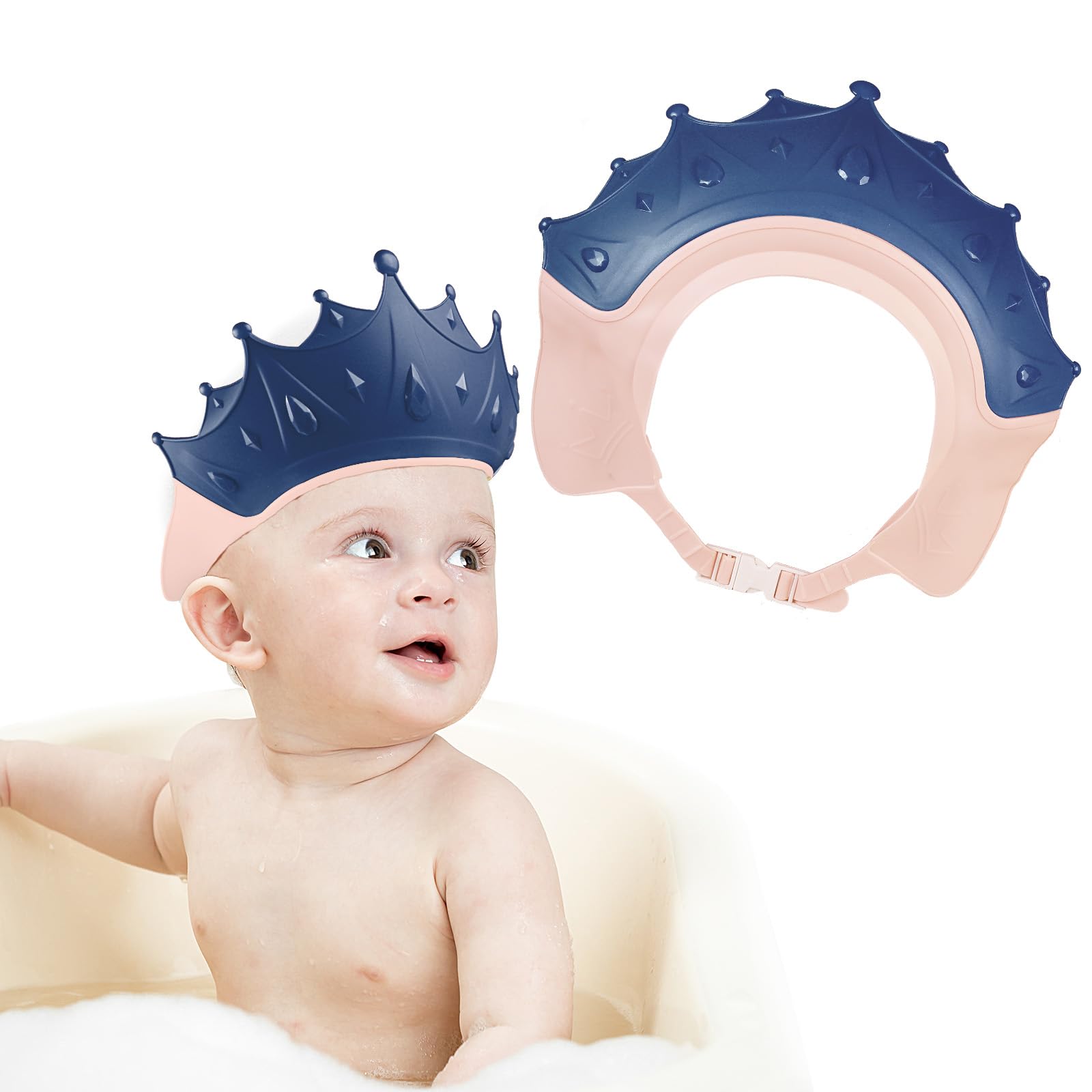 Romon Duschhaube Kinder, Haare Waschen Kinderschutz, Weich Verstellbare Haarwaschhilfe für Kleinkinder, Babys, Kinder (Blau)