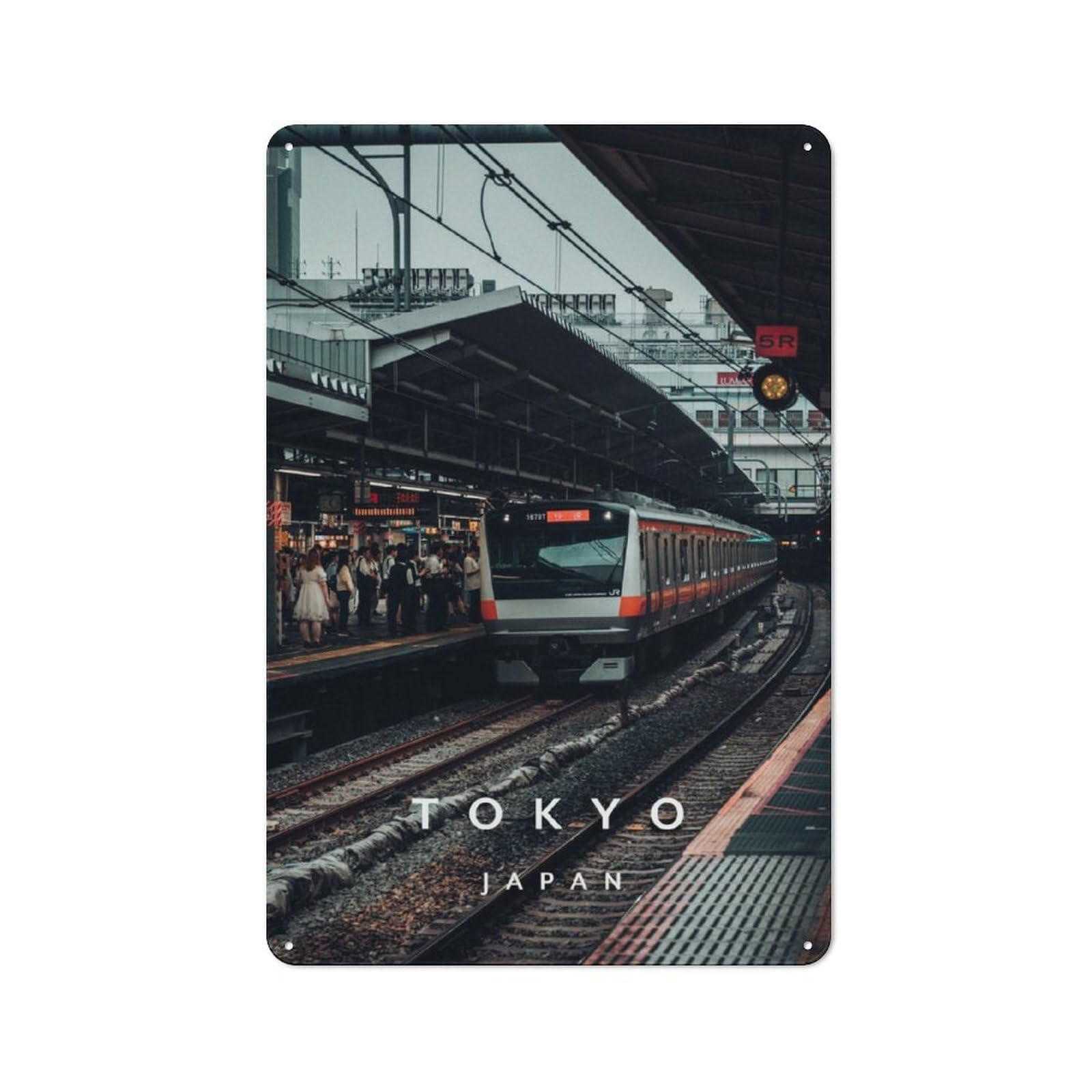 Junmoney Tokyo Shinjuku Chuo Line 30X20cm Rustic Tin Sign With For Home Office Or Studio, For Metal Sign Collectors, For Garage And Workshop Walls