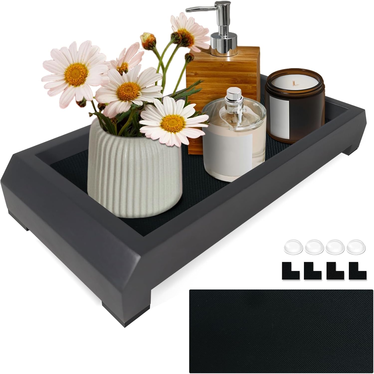 Yizmark DoubleSided Vanity Tray Decorative Tray and Wood