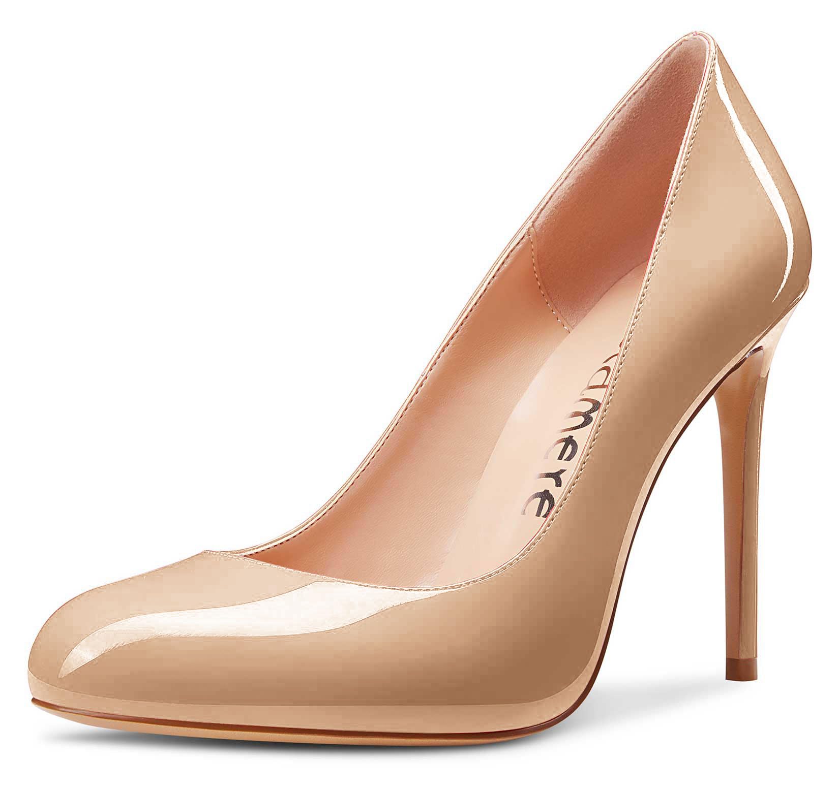 Castamere Womens Round Toe High Heels Pumps Slip On Stilettos 10CM Heel