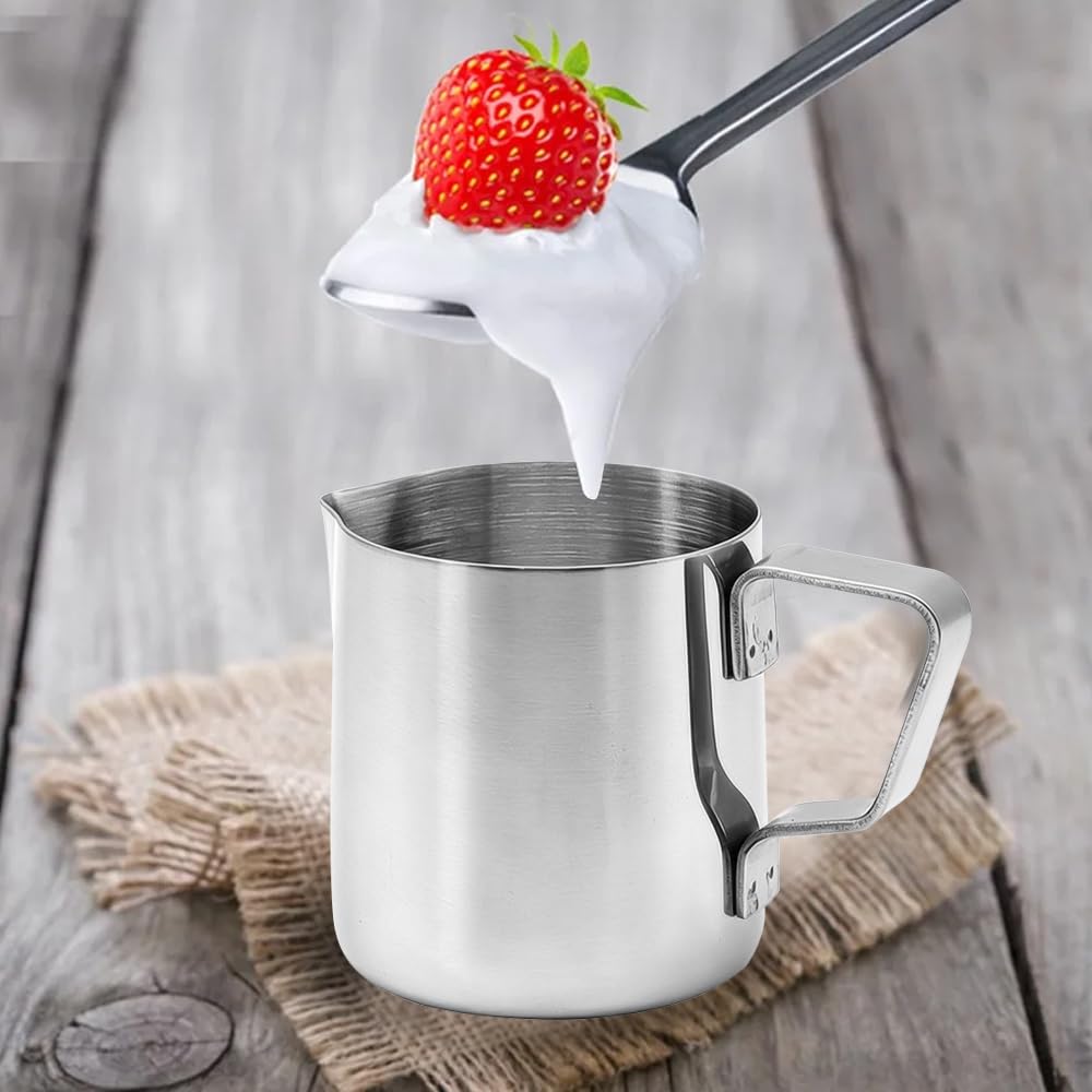 Juego de 2 jarras de leche de acero inoxidable 304, 150 ml, para la preparación de café latte, capuchino