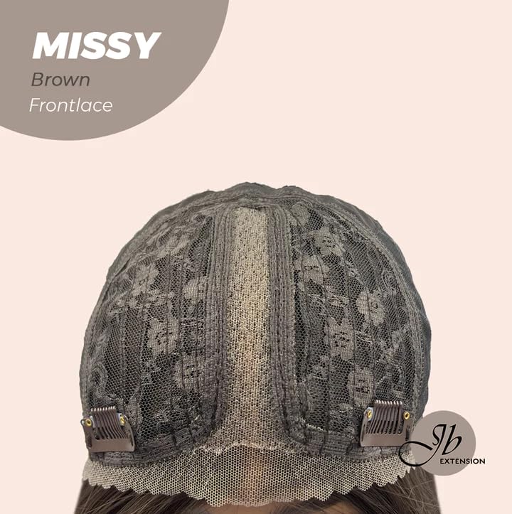 Miniatura 6 de Peluca de encaje frontal precortada con flequillo, pelucas rizadas de color marrón MISSY para mujer, pelucas sintéticas naturales para uso diario