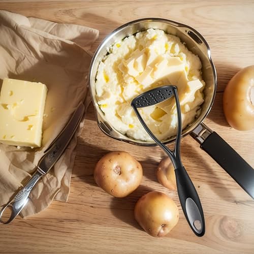 Miniatura 9 de KSENDALO Juego de 2 machacadores de patatas de nailon, grueso, antiadherente, cómodo, mango envuelto en goma, hoja de nailon importado europeo,