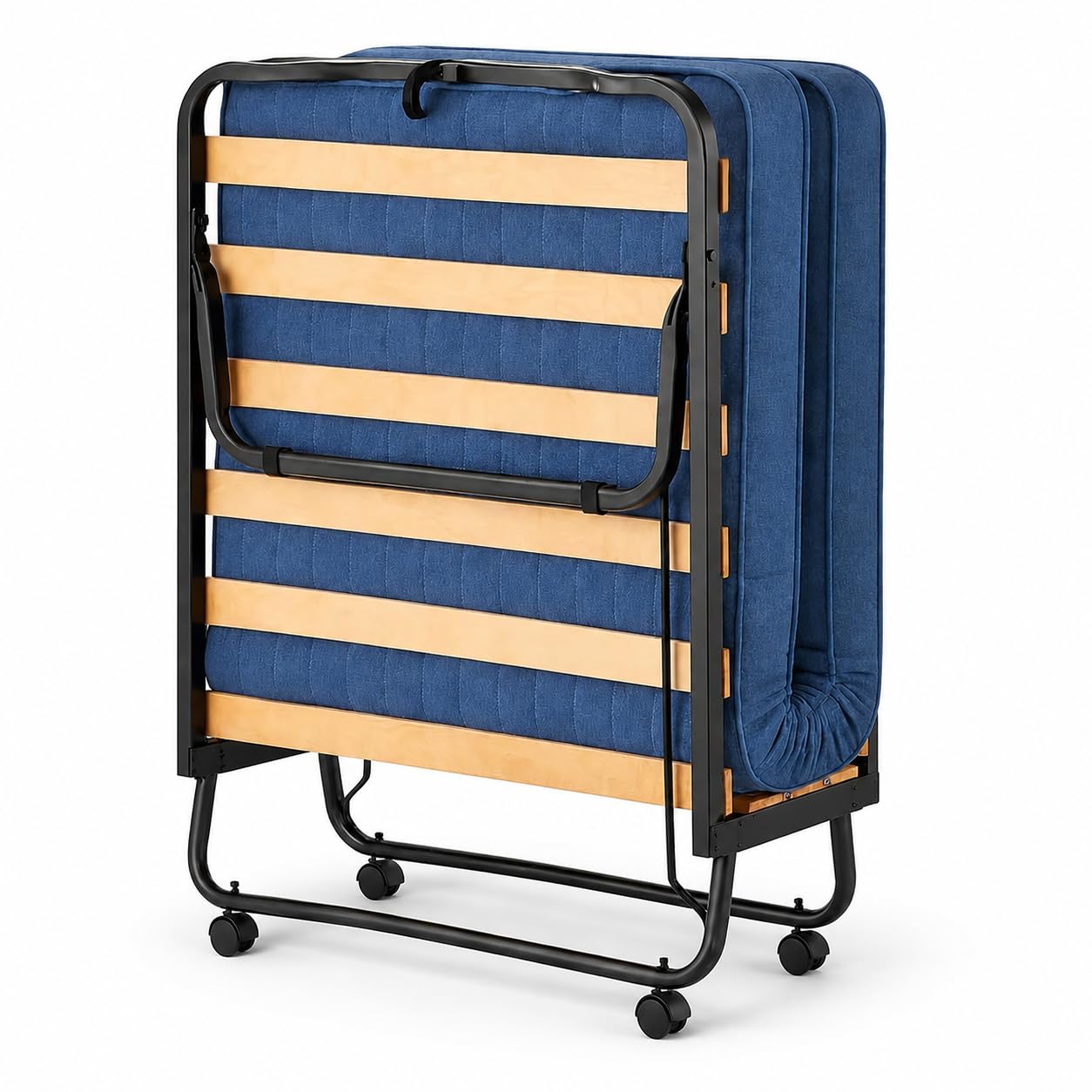Brandina Pieghevole Compreso di Materasso, MISURA: 80x190, Materasso Ortopedico Alto 7 cm, Ignifugo - Letto Pieghevole Singolo, Anti-Scricchiolio, Ruote Piroettanti, Telaio In Acciaio
