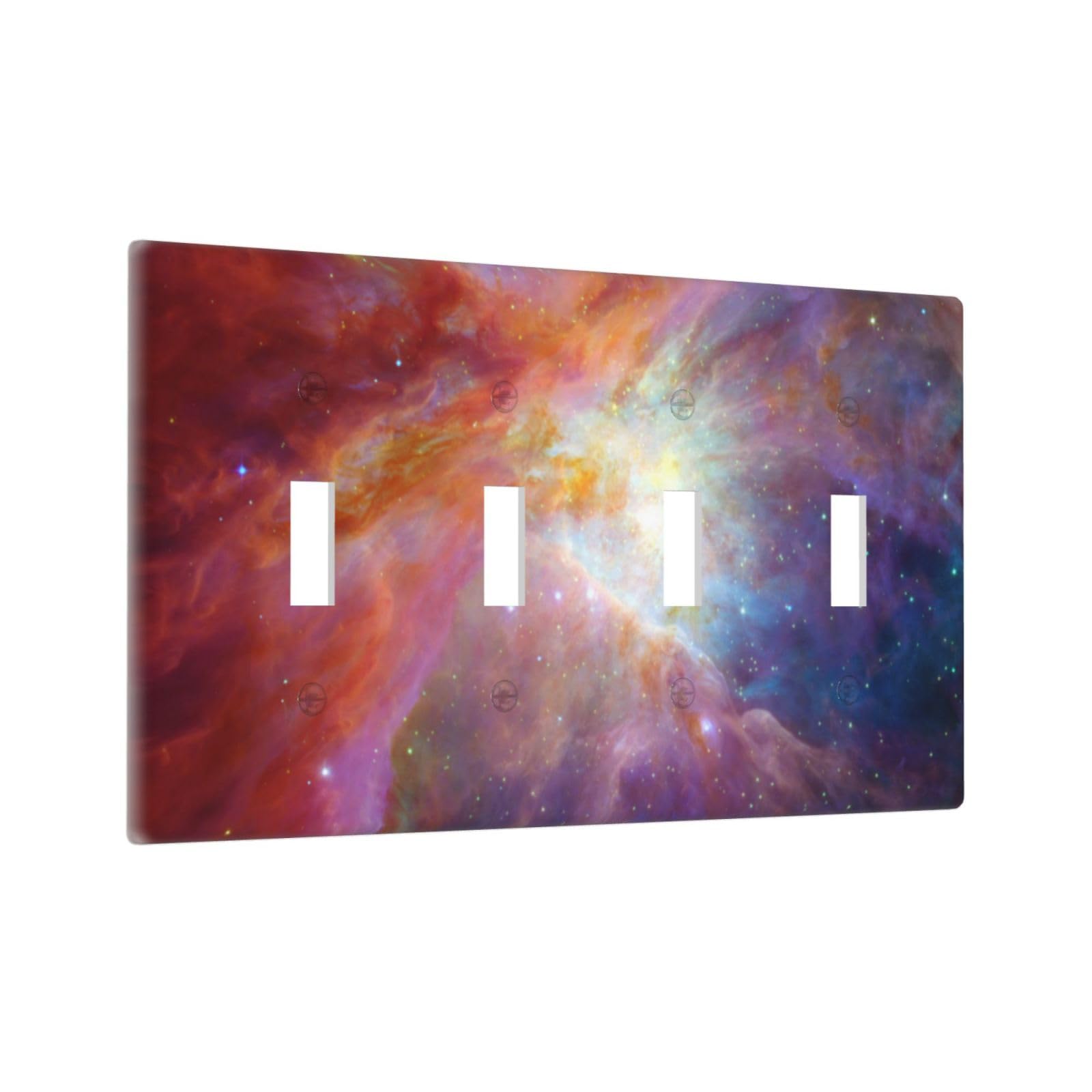 Galaxy Star Outer Space Universe Night Sky Quad Toggle Wall Plate Covers Decorative 4-Gang Wall Plates Electrical Switchplate for Bathroom Bedroom Kitchen Decor 4.5 X 8 In