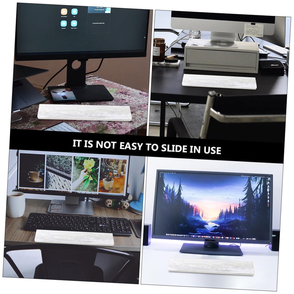 Baluue Handgelenkstütze für Tastatur Weiß Ergonomische Handauflage aus Langlebigem Epoxidharz mit Rutschfester Unterseite Büro und Gaming Zubehör Fürpc Notebook und Laptop