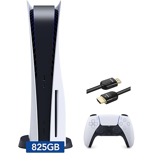 PlayStation 5 Disc Version 825GB SSD Console with Wireless Dualsense Controller - PS5 Gaming System, White (Renewed)