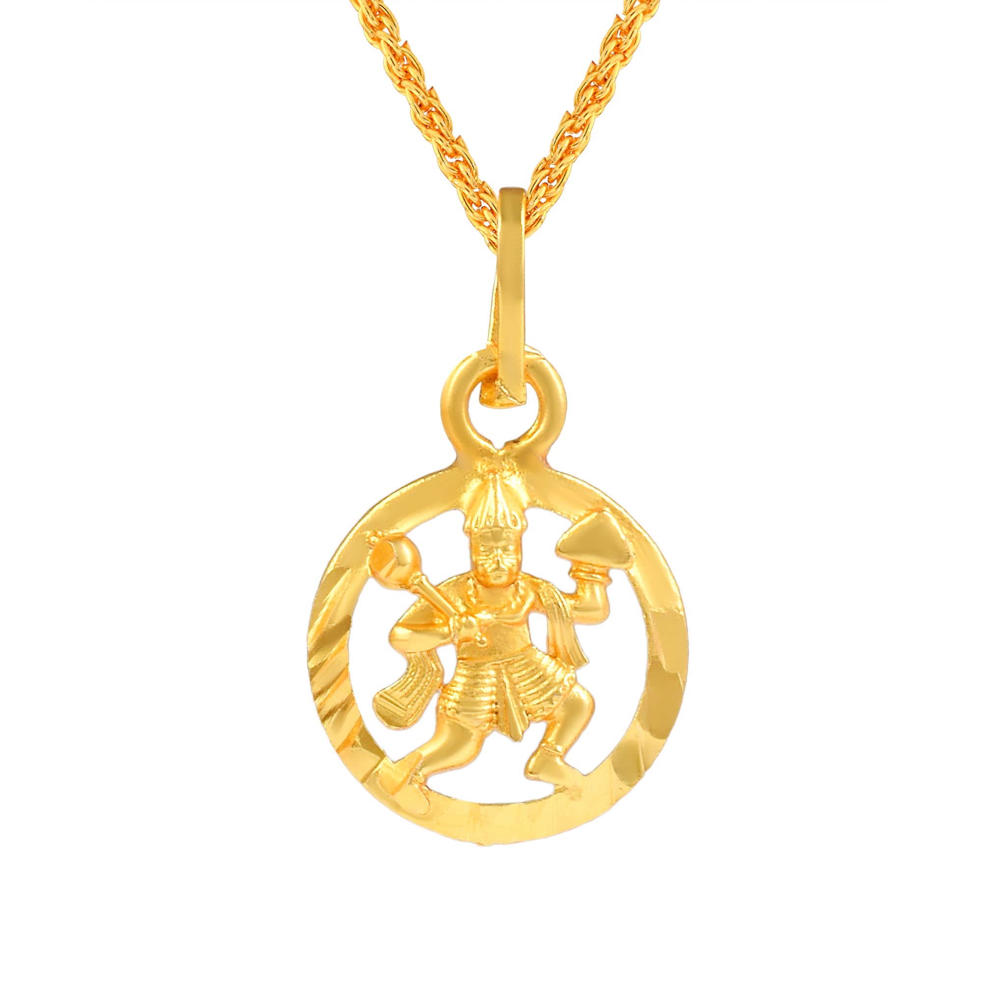 dulci Gold Plated Brass Hanuman Pendant Unisex Adult Bajrang Bali Locket For Good Health & Wealth-picture-18