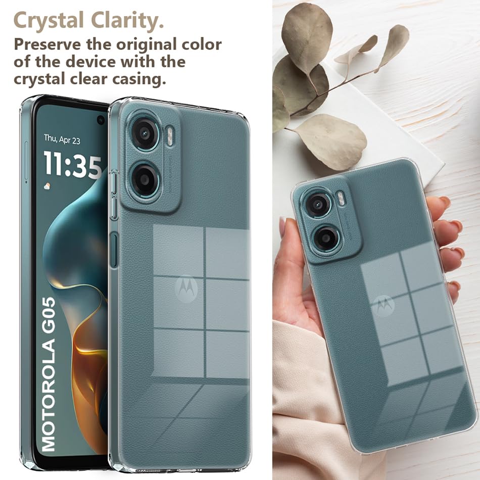 Image of Fashionury Crystal Clear Case for Motorola G05 | Yellowing Resistance | Transparent TPU Silicone | Raised Camera Lips | Slim Transparent Cover