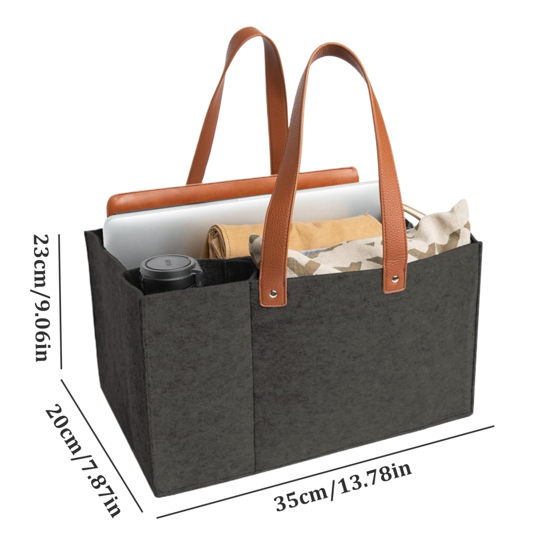 Organizer per pannolini Borsa in feltro con scomparti Portadocumenti Borsa da lavoro con manici Design aperto Caddy per auto in feltro Ufficio portatile per insegnanti, materiale scolastico e da la
