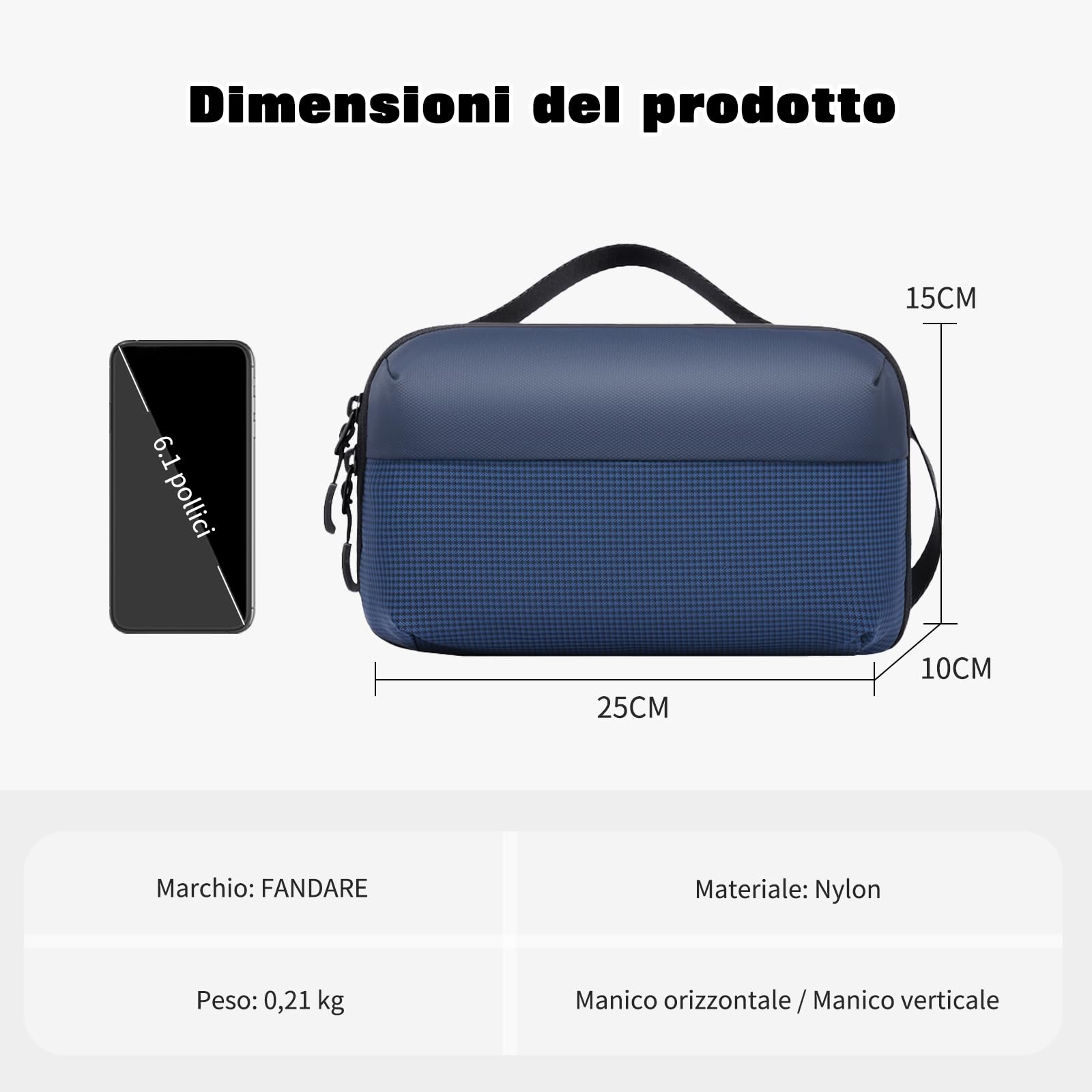 FANDARE Borsa Organizer per Elettronica da Viaggio Blu | borsa organizer per cavi elettronici, custodia da viaggio a doppio strato, sacchetto impermeabile per accessori elettronici