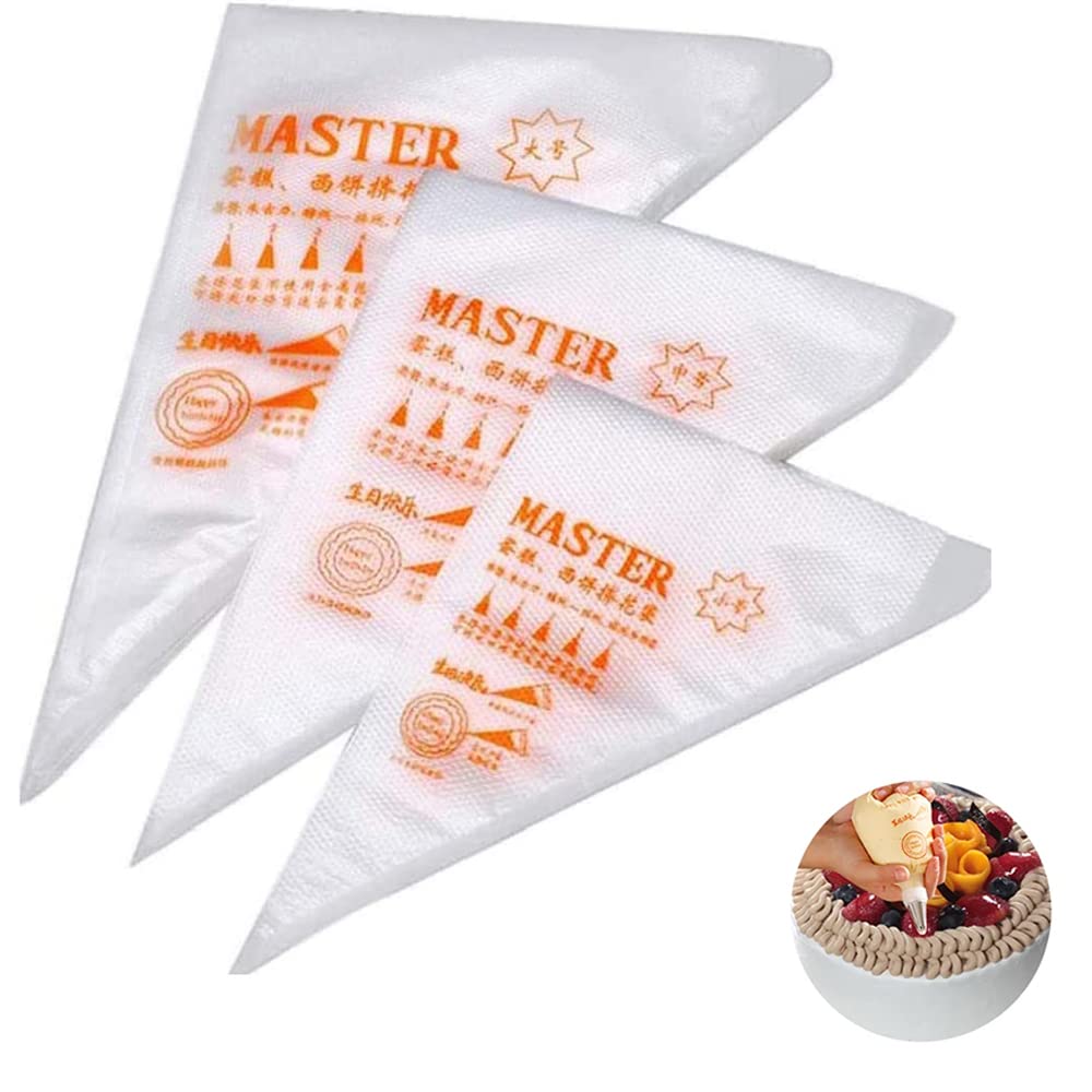 trabag 300pcs Piping Bags Disposable, 3 Sizes Large Piping Bags, Icing Bags Disposable, Baking Accessories